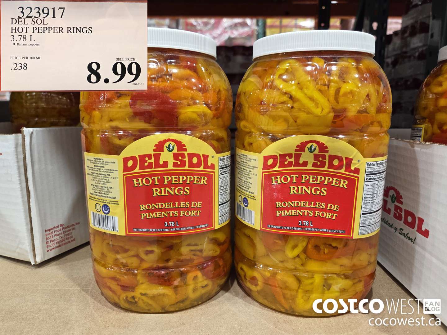 323917 DEL SOL HOT PEPPER RINGS 3.78 L $8.99