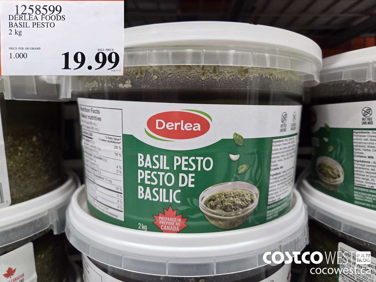1258599 DERLEA FOODS BASIL PESTO 2 kg $19.99