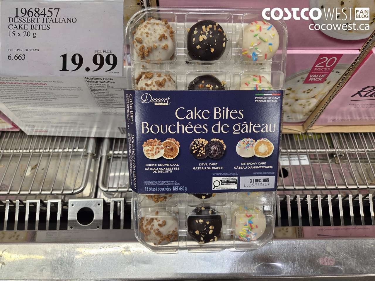 1968457 DESSERT ITALIANO CAKE BITES 15 x 20 g $19.99