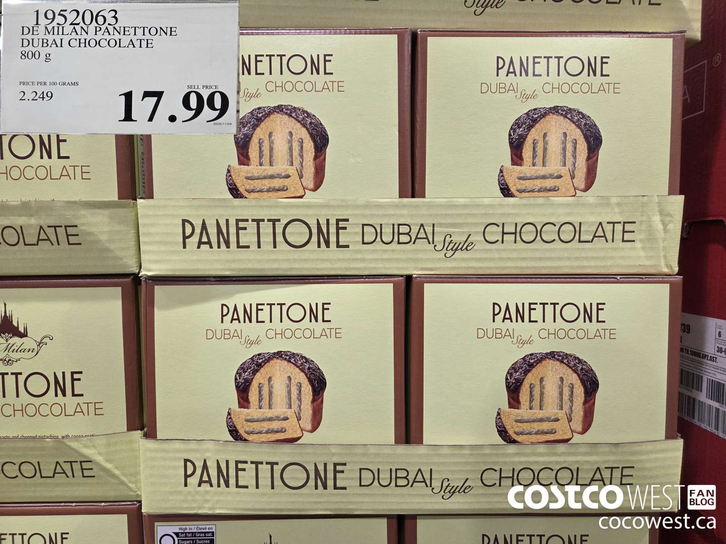 1952063 DE MILAN PANETTONE DUBAI CHOCOLATE 800G $17.99