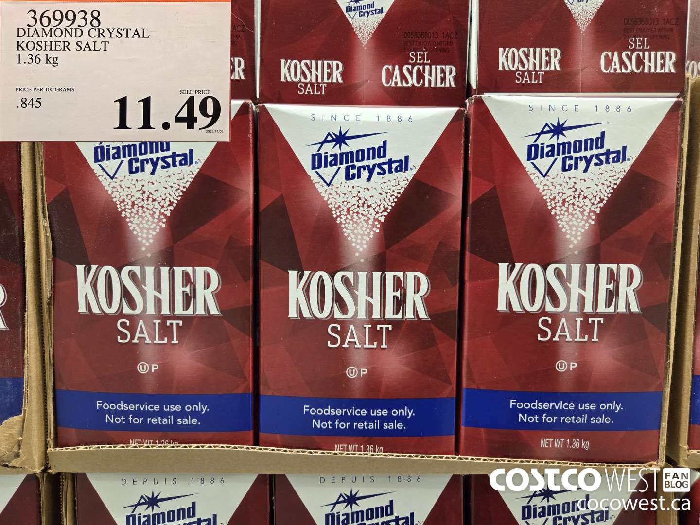 369938 DIAMOND CRYSTAL KOSHER SALT 1.36 kg $11.49