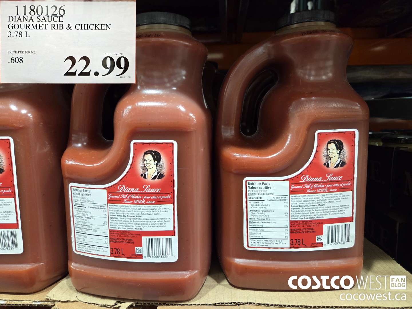 1180126 DIANA SAUCE GOURMET RIB & CHICKEN 3.78 L $22.99