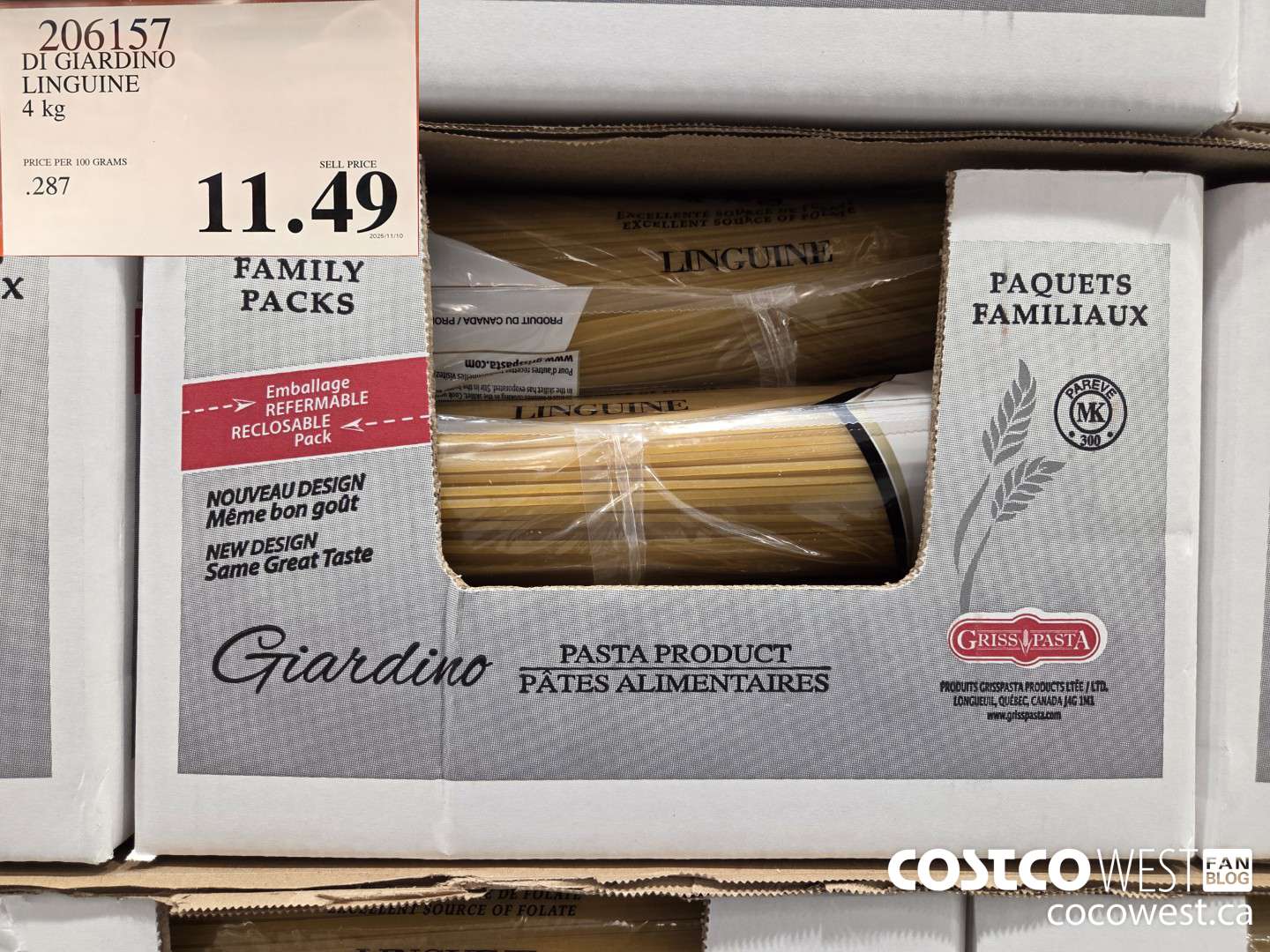 206157 DI GIARDINO LINGUINE 4 kg $11.49