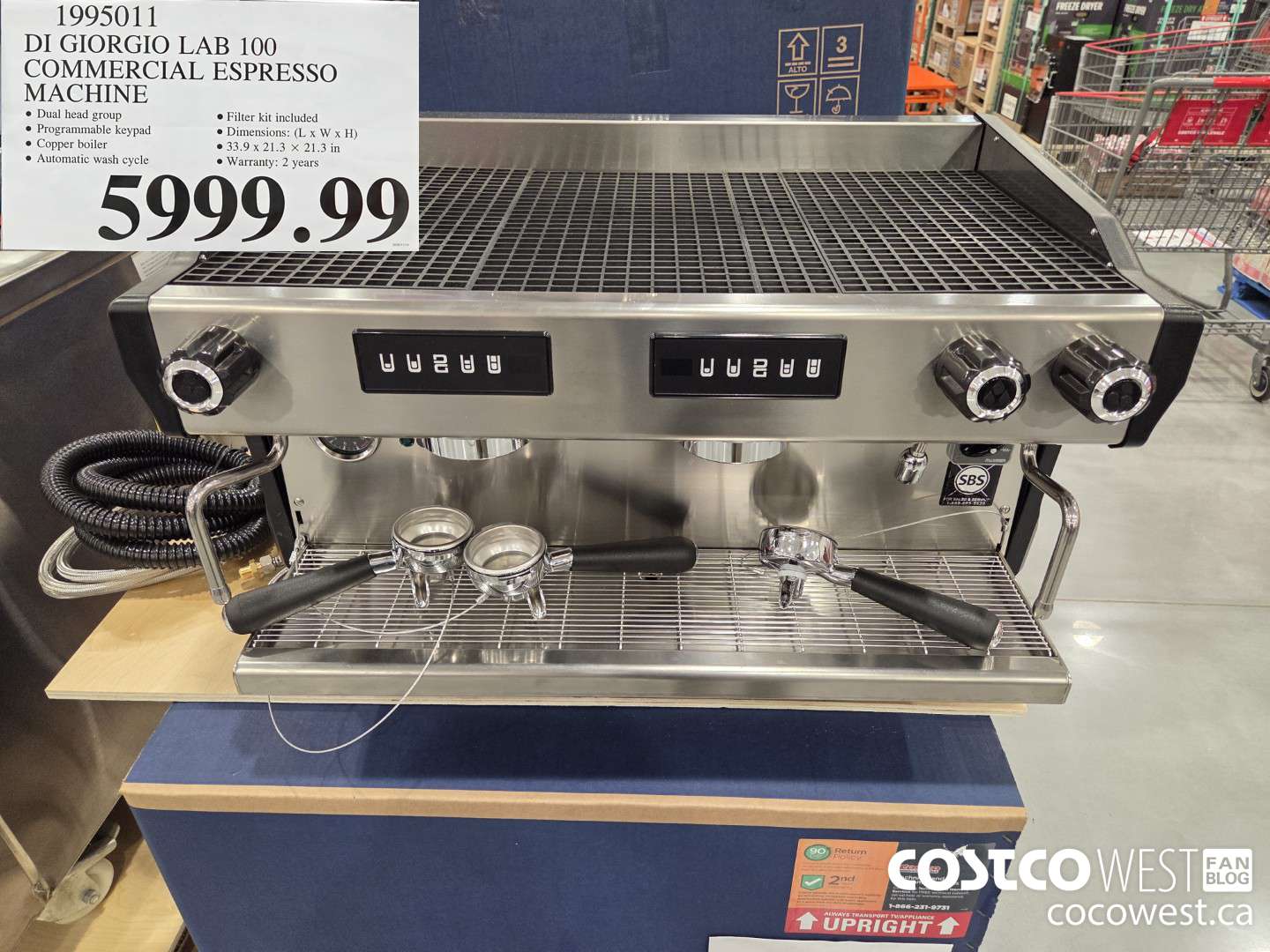 1995011 DI GIORGIO LAB 100 COMMERCIAL ESPRESSO MACHINE $5999.99