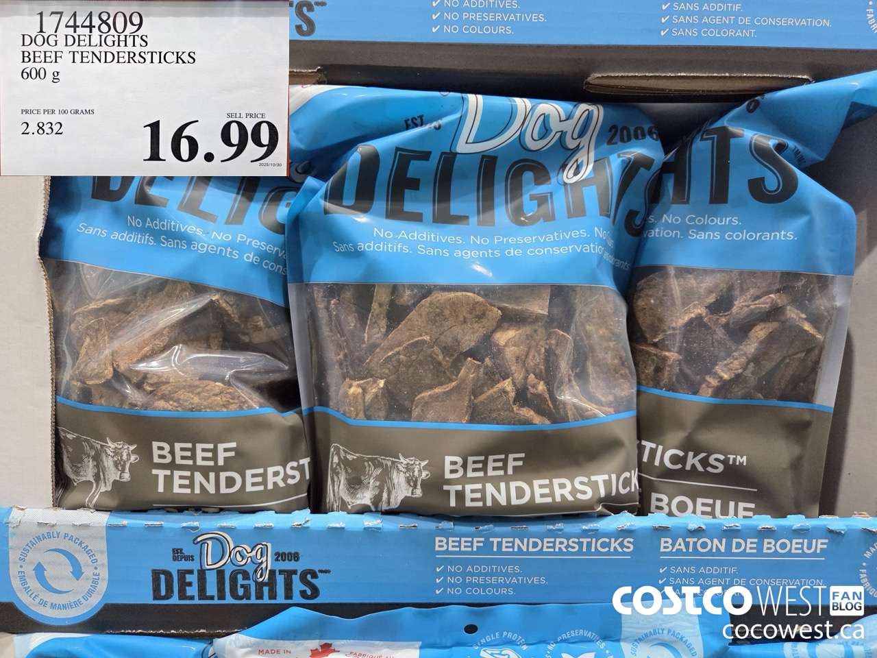 1744809 DOG DELIGHTS BEEF TENDERSTICKS 600G $16.99