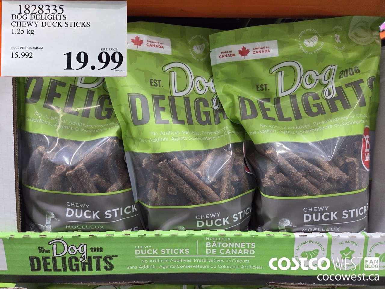 1828335 DOG DELIGHTS CHEWY DUCK STICKS 1.25KG $19.99