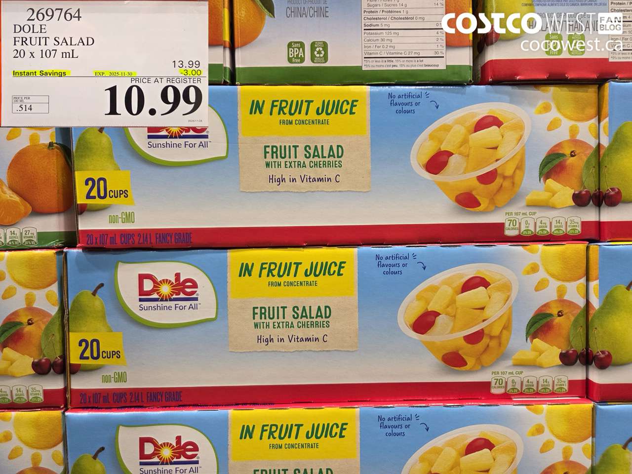269764 DOLE FRUIT SALAD 20 x 107 mL ($3.00 INSTANT SAVINGS EXPIRES ON 2025-11-30) $10.99