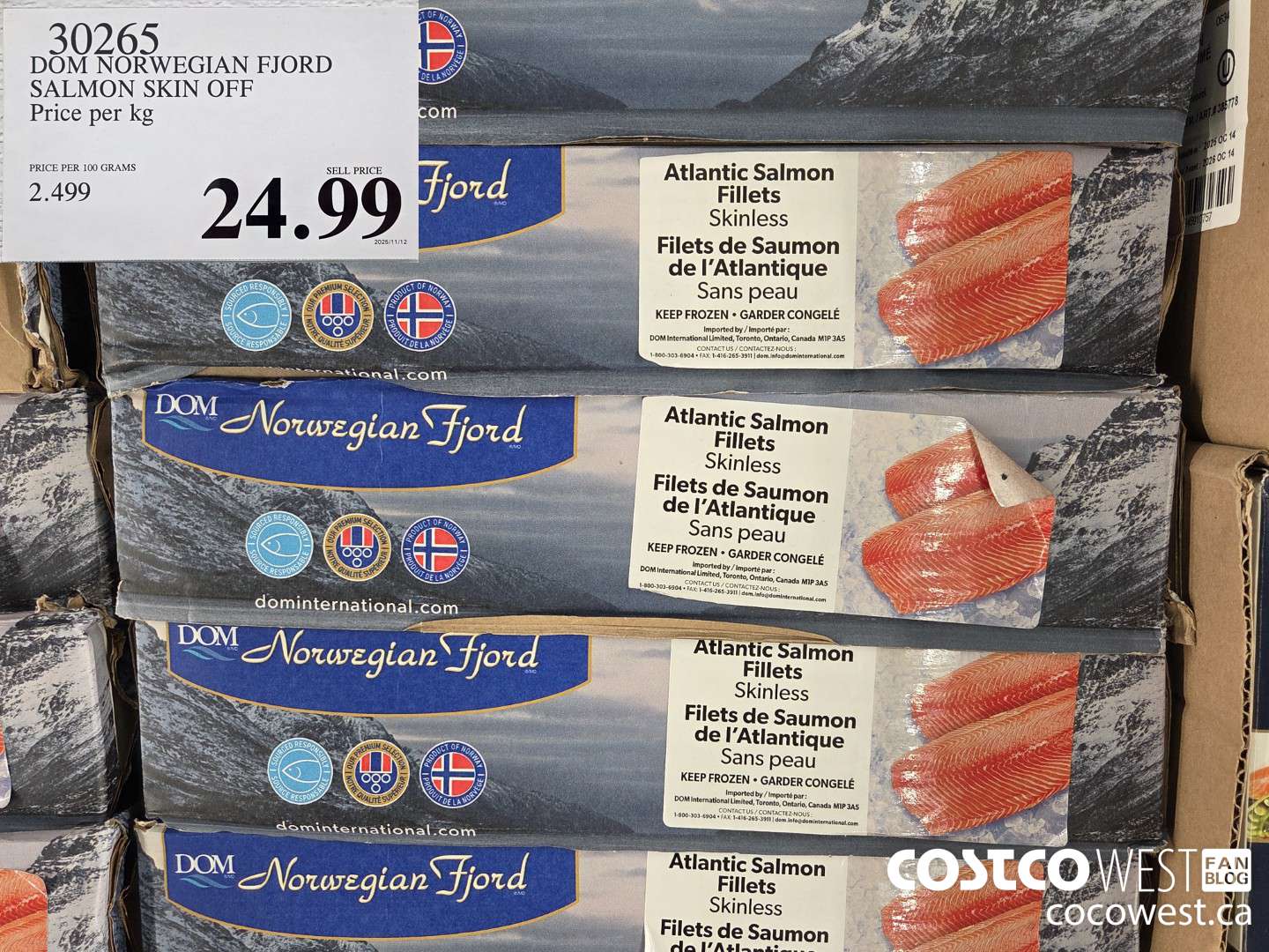30265 DOM NORWEGIAN FJORD SALMON SKIN OFF Price per kg $24.99