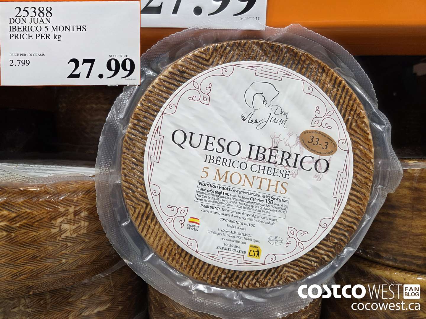 25388 DON JUAN IBERICO 5 MONTHS PRICE PER kg $27.99