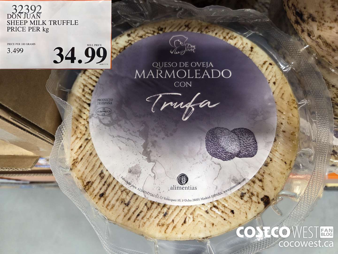 32392 DON JUAN SHEEP MILK TRUFFLE PRICE PER kg $34.99