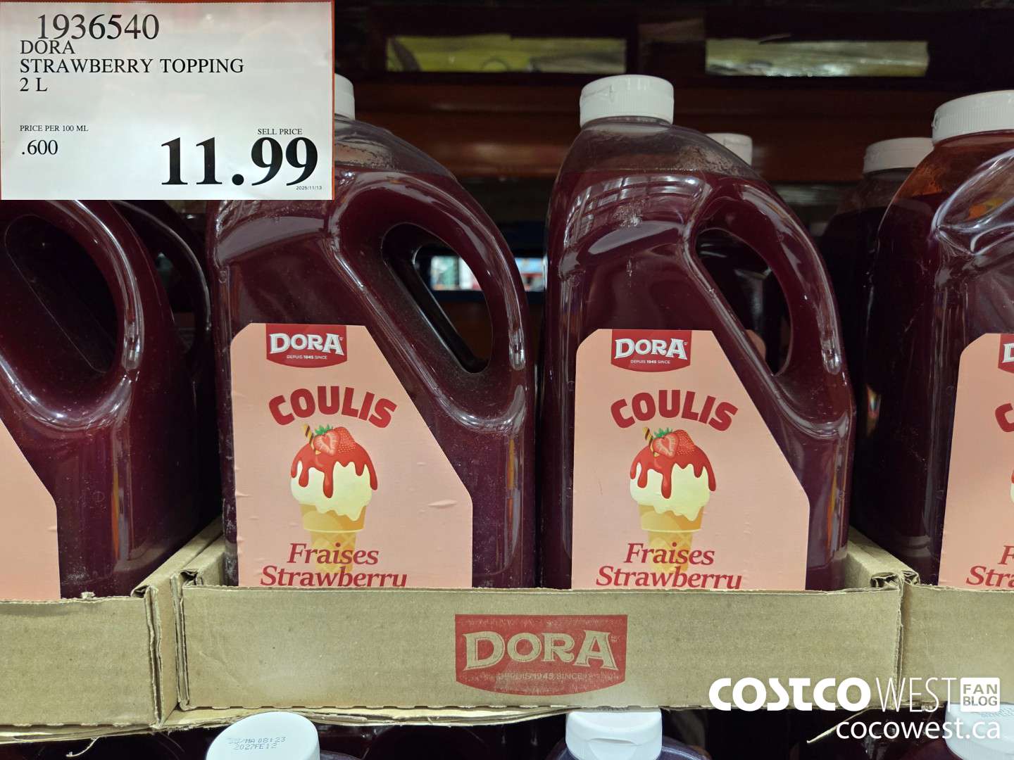 1936540 DORA STRAWBERRY TOPPING 2 L $11.99