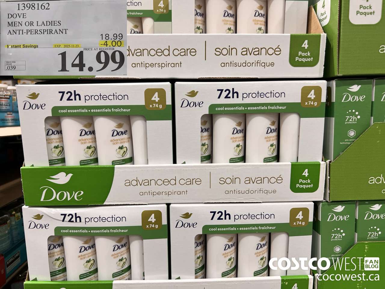 1398162 DOVE MEN ANTI-PERSPIRANT 5 X 76G ($4.00 INSTANT SAVINGS EXPIRES ON 2025-11-23) $14.99