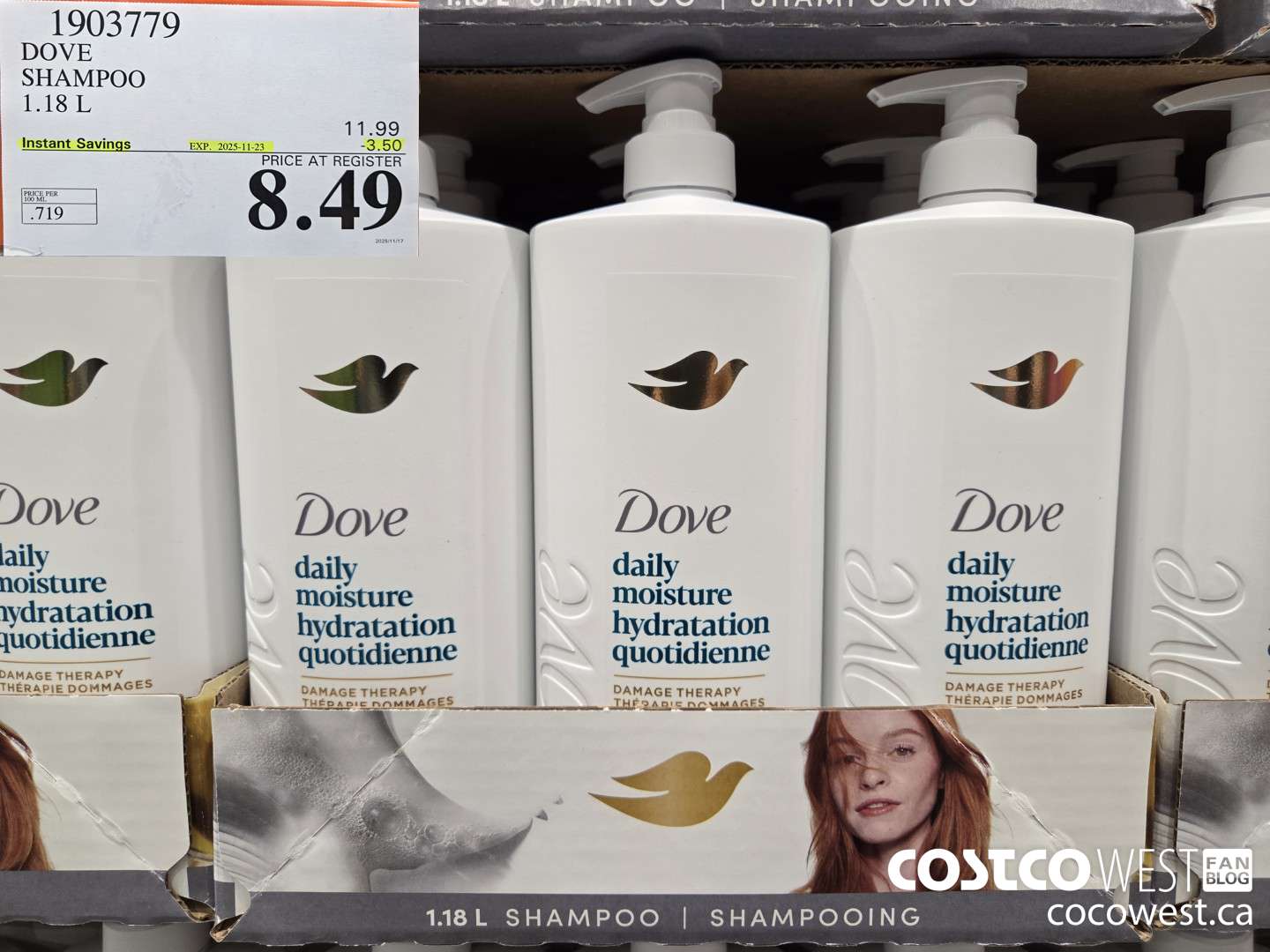1903779 DOVE SHAMPOO 1.18L ($3.50 INSTANT SAVINGS EXPIRES ON 2025-11-23) $8.49