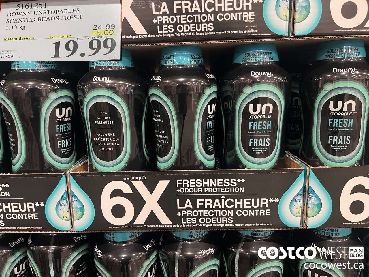 5161251 DOWNY UNSTOPPABLES IN-WASH SCENT BOOSTER 1131 g ($5.00 INSTANT SAVINGS EXPIRES ON 2025-11-23) $19.99