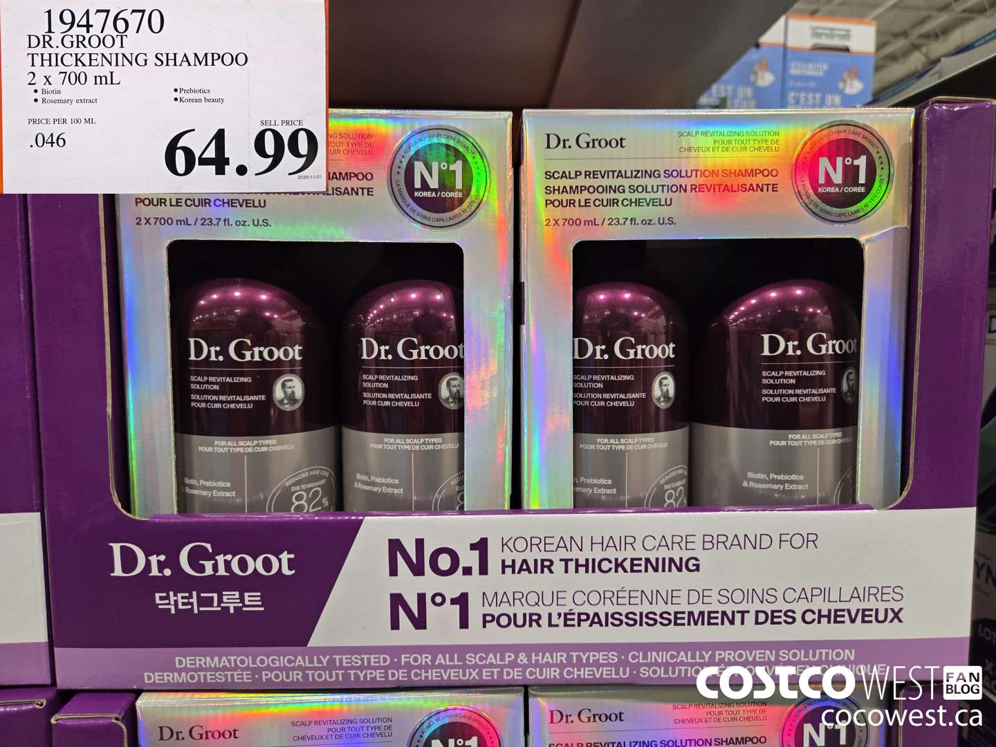 1947670 DR. GROOT THICKENING SHAMPOO 2 X 700 mL $64.99