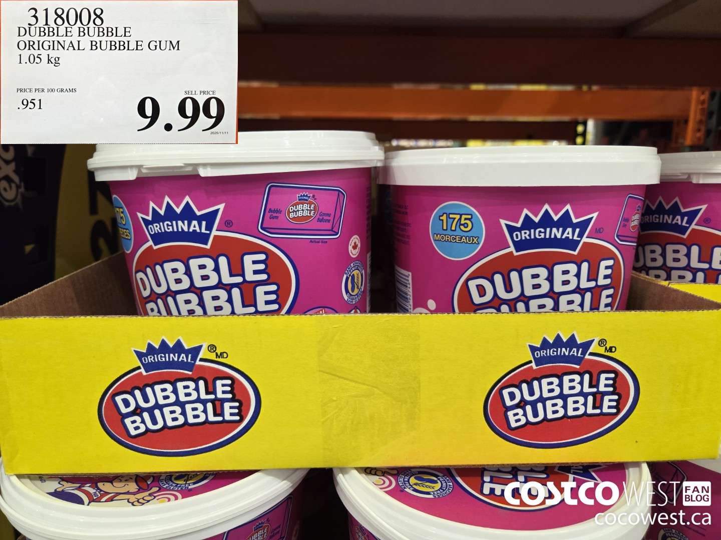 318008 DUBBLE BUBBLE ORIGINAL BUBBLE GUM 1.05 kg $9.99