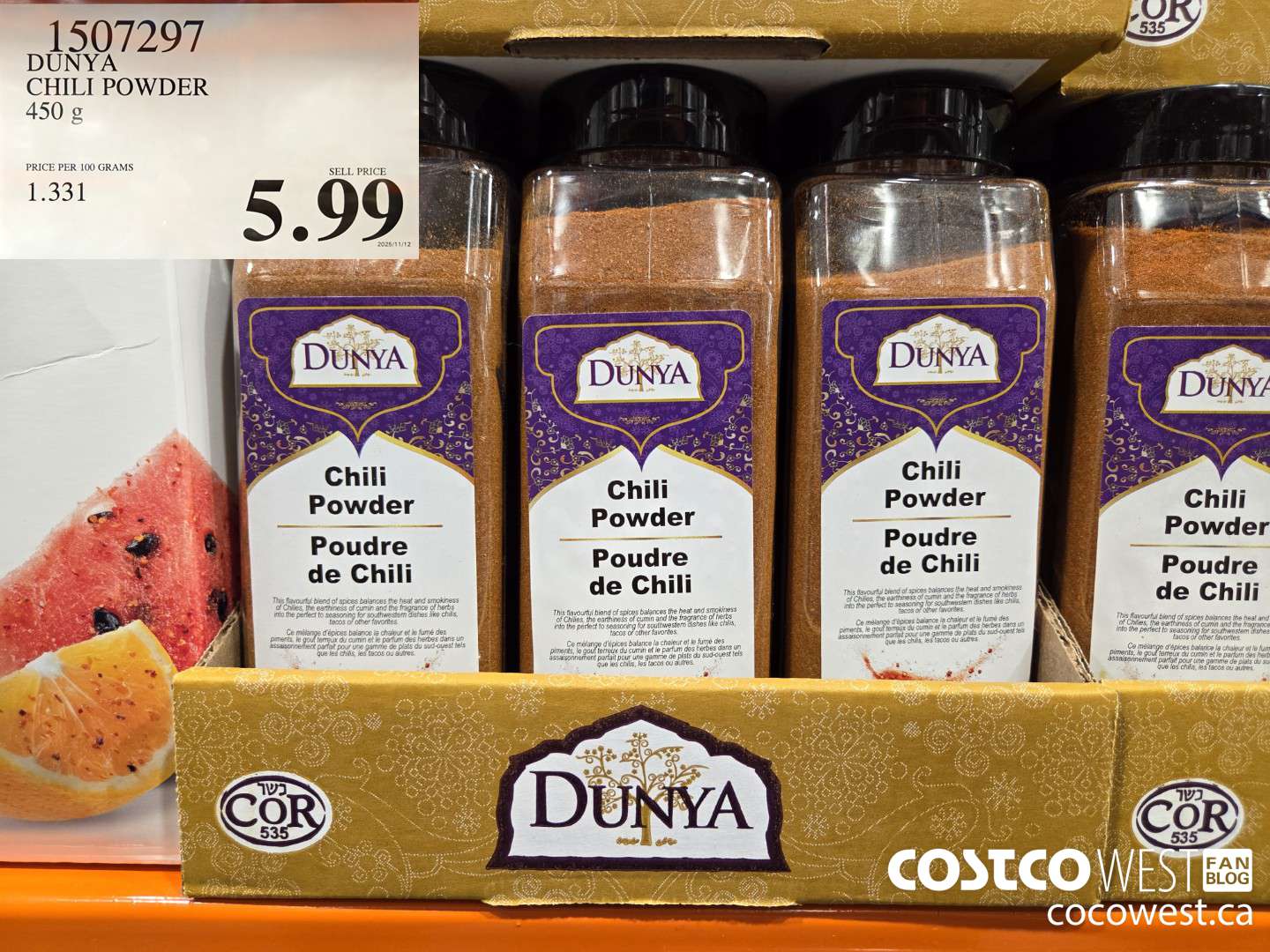 1507297 DUNYA CHILI POWDER 450G $5.99