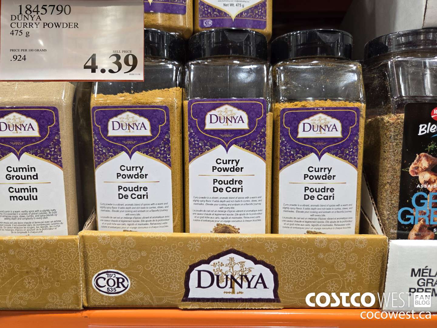 1845790 DUNYA CURRY POWDER 475 g $4.39