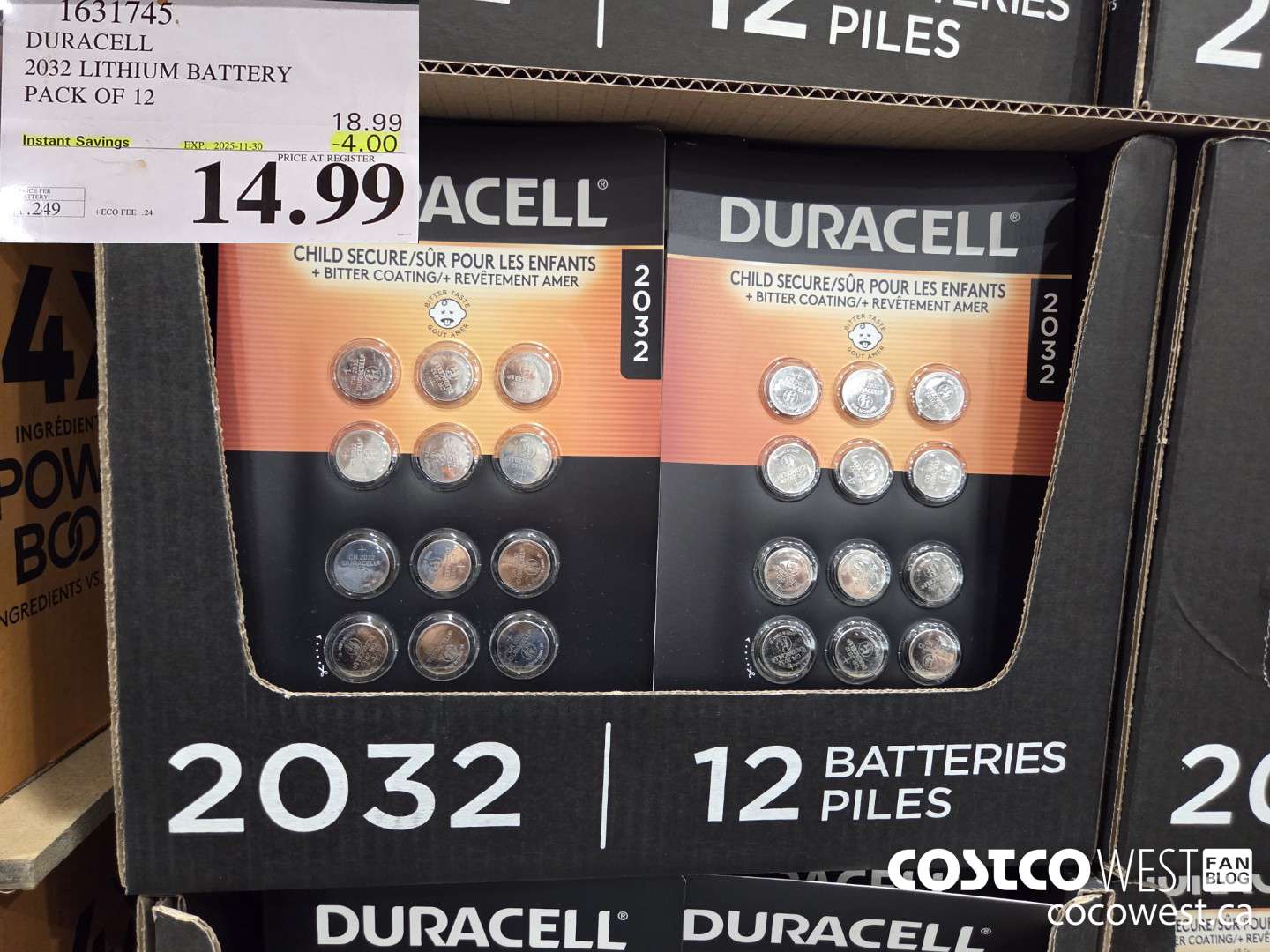 1631745 DURACELL 2032 LITHIUM BATTERY PACK OF 12 ($4.00 INSTANT SAVINGS EXPIRES ON 2025-11-30) $14.99