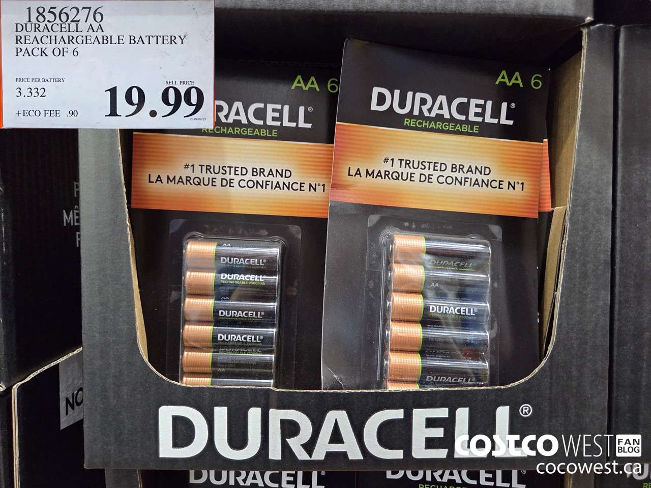 1856276 DURACELL AA RECHARGEABLE BATTERY PACK OF 6 $19.99