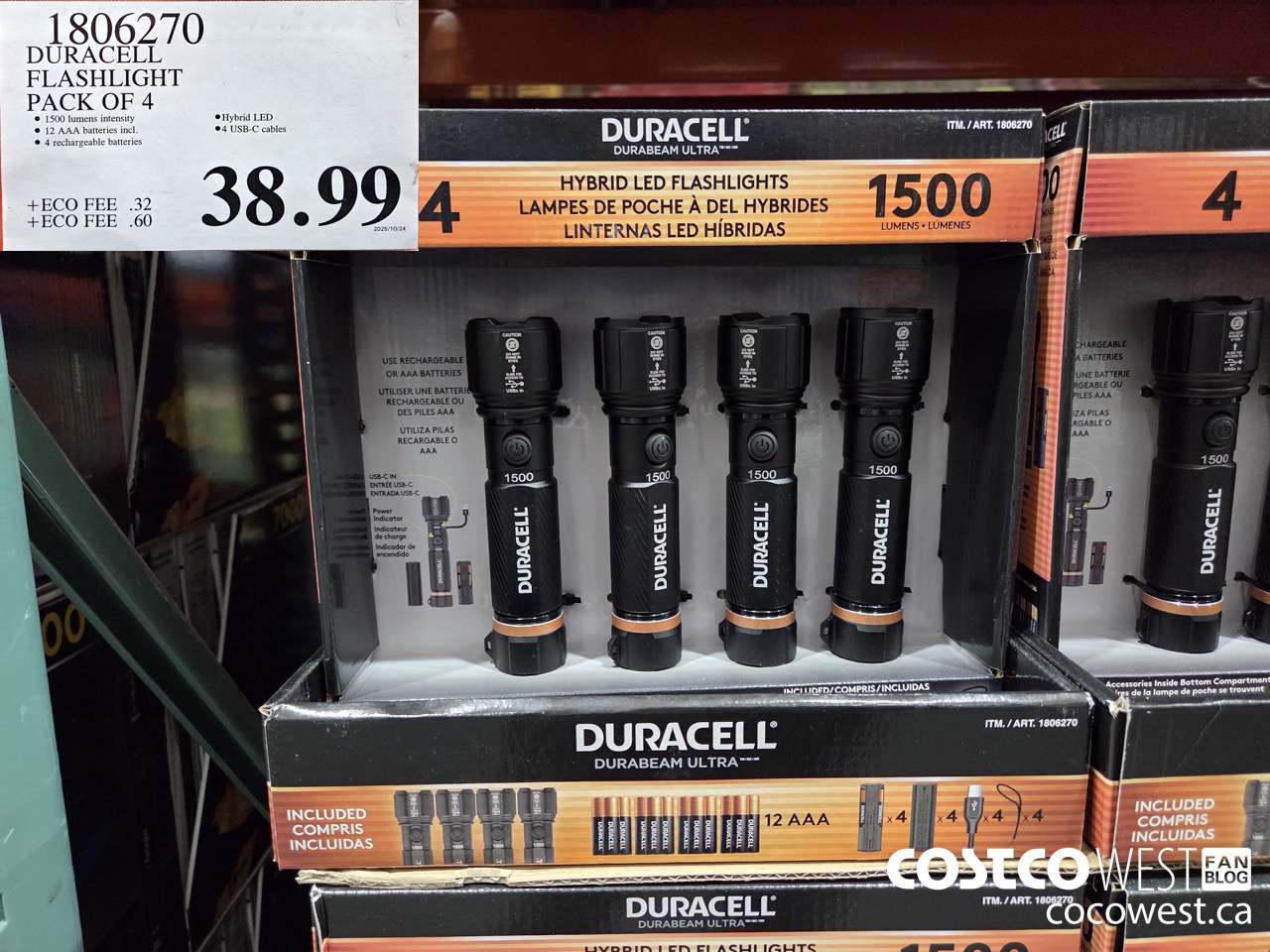 1806270 DURACELL FLASHLIGHT 4 PACK $38.99