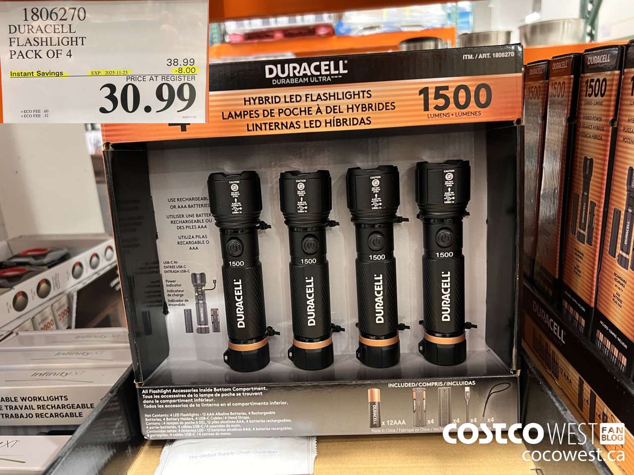 1806270 DURACELL FLASHLIGHT 4 PACK ($8.00 INSTANT SAVINGS EXPIRES ON 2025-11-23) $30.99