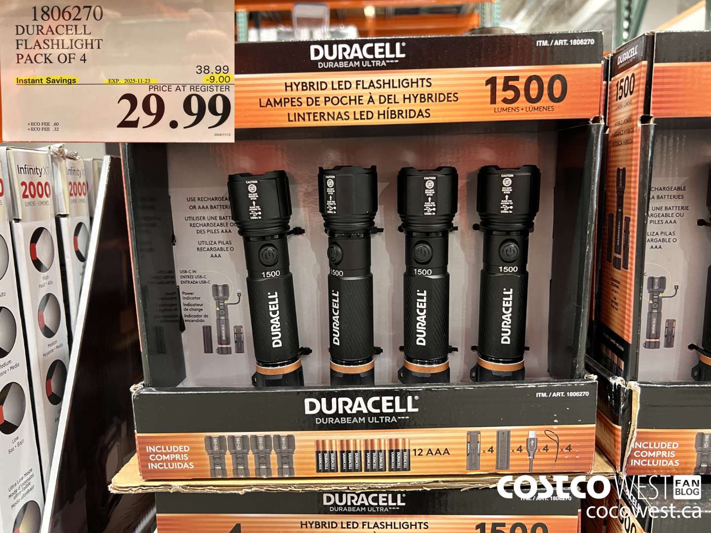 1806270 DURACELL FLASHLIGHT 4 PACK ($9.00 INSTANT SAVINGS EXPIRES ON 2025-11-23) $29.99