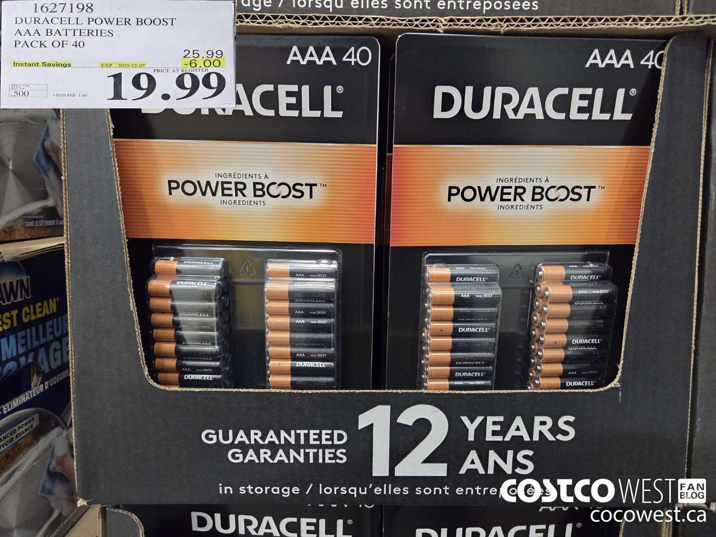 1627198 DURACELL POWER BOOST AAA BATTERIES PACK OF 40 ($6.00 INSTANT SAVINGS EXPIRES ON 2025-12-07) $19.99