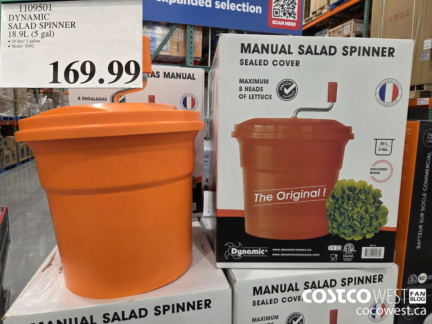 1109501 DYNAMIC SALAD SPINNER 18.9L (5 gal) $169.99