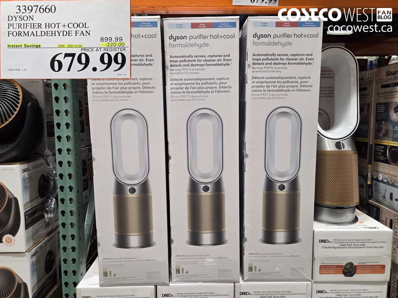 3397660 DYSON PURIFIER HOT +COOL FORMALDEHYDE FAN ($220.00 INSTANT SAVINGS EXPIRES ON 2025-12-04) $679.99