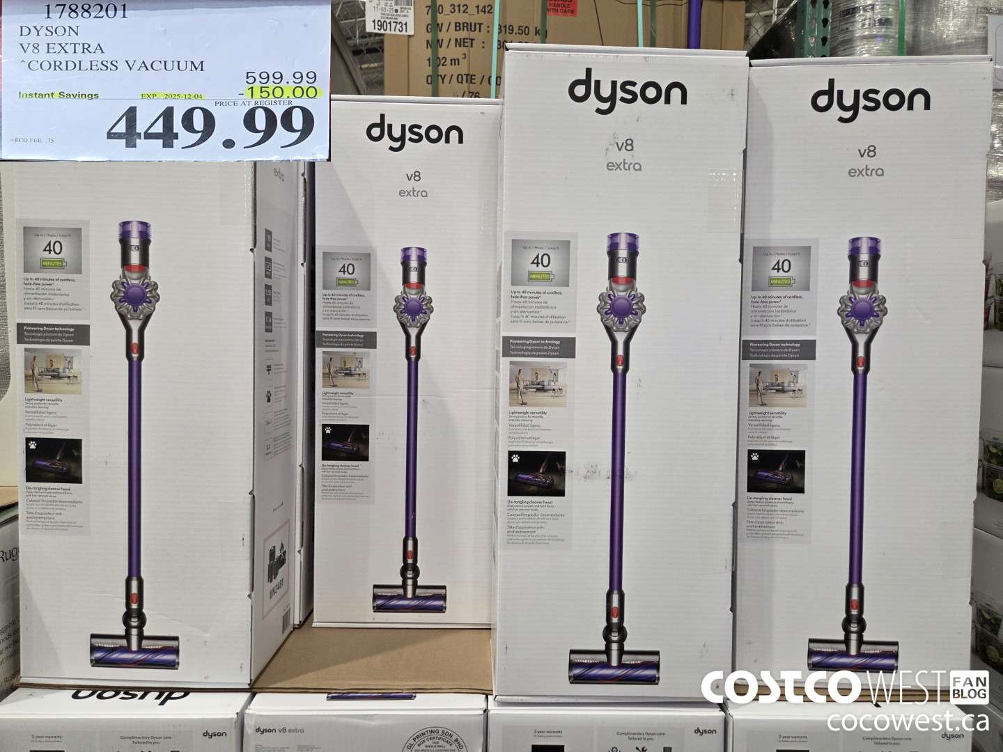 1788201 DYSON V8 EXTRA CORDLESS VACUUM ($150.00 INSTANT SAVINGS EXPIRES ON 2025-12-04) $449.99