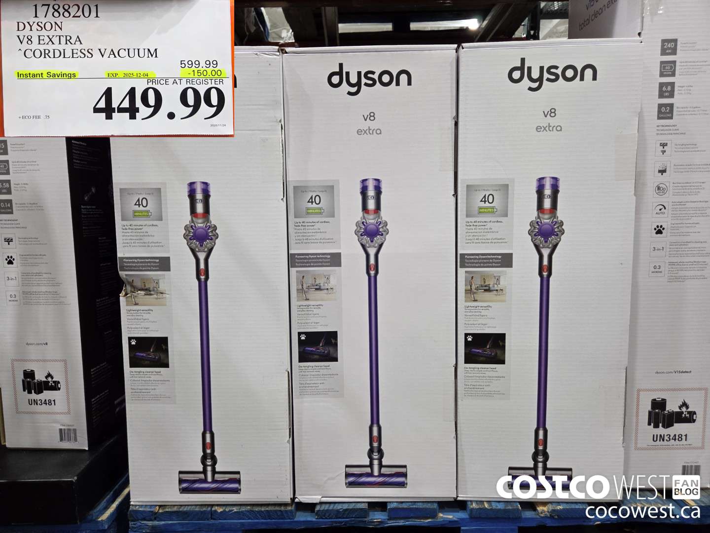 1788201 DYSON V8 EXTRA CORDLESS VACUUM ($150.00 INSTANT SAVINGS EXPIRES ON 2025-12-04) $449.99