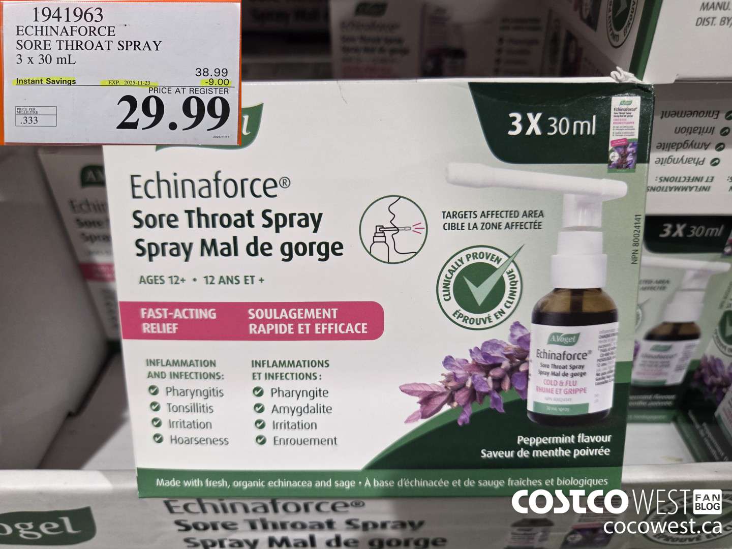 1941963 ECHINAFORCE SORE THROAT SPRAY 3 X 30ML ($9.00 INSTANT SAVINGS EXPIRES ON 2025-11-23) $29.99