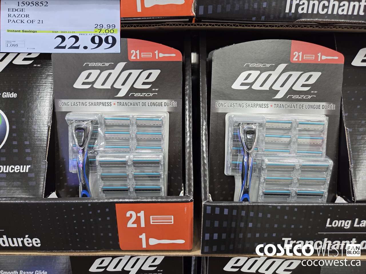 1595852 EDGE RAZOR PACK OF 21 ($7.00 INSTANT SAVINGS EXPIRES ON 2025-11-23) $22.99