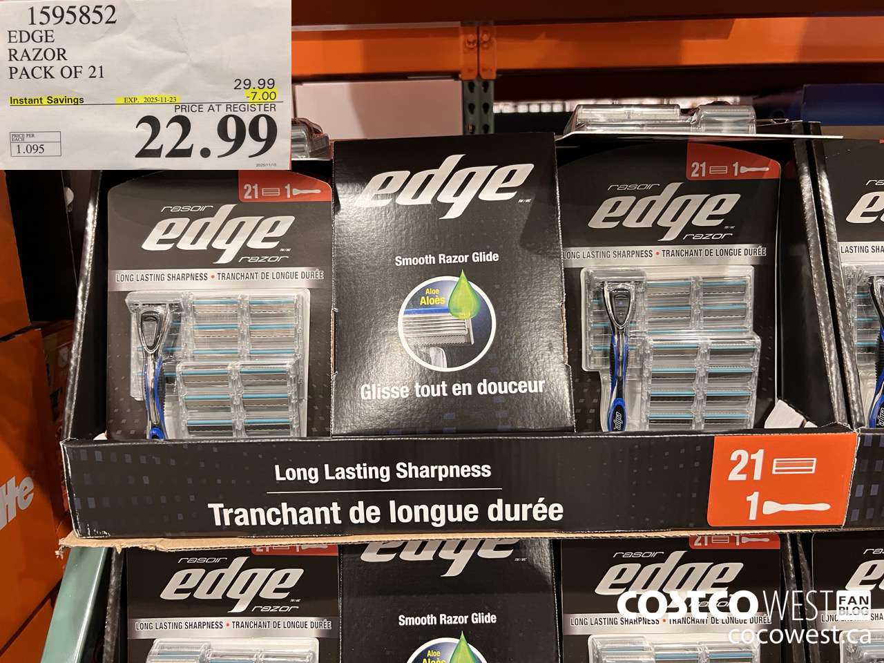 1595852 EDGE RAZOR PACK OF 21 ($7.00 INSTANT SAVINGS EXPIRES ON 2025-11-23) $22.99