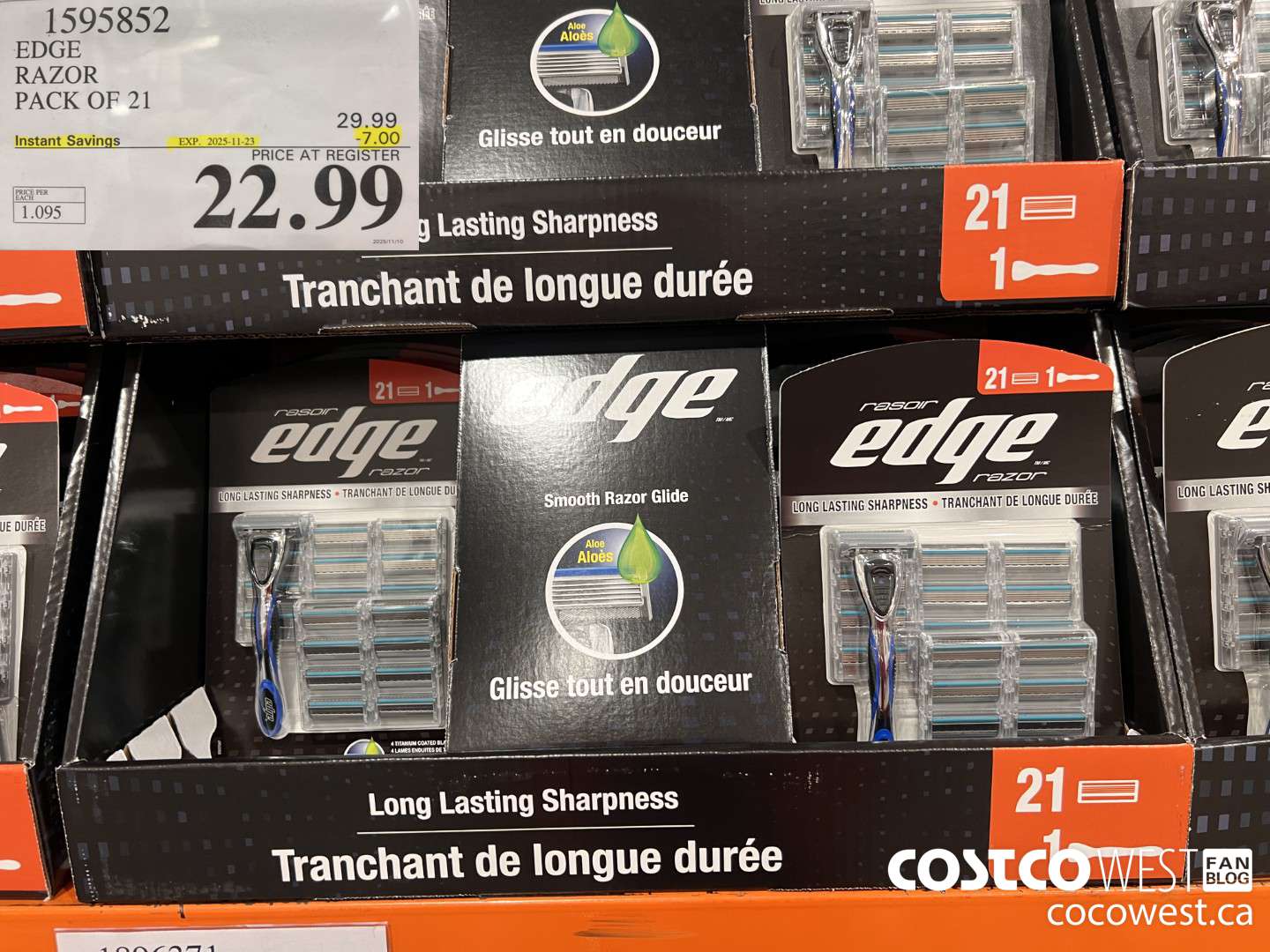 1595852 EDGE RAZOR PACK OF 21 ($7.00 INSTANT SAVINGS EXPIRES ON 2025-11-23) $22.99
