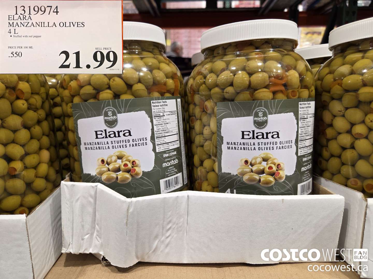 1319974 ELARA MANZANILLA OLIVES 4L $21.99