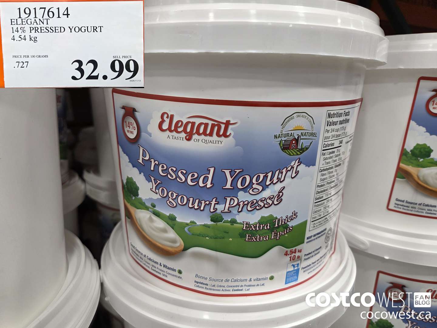 1917614 ELEGANT 14% PRESSED YOGURT 4.54KG $32.99