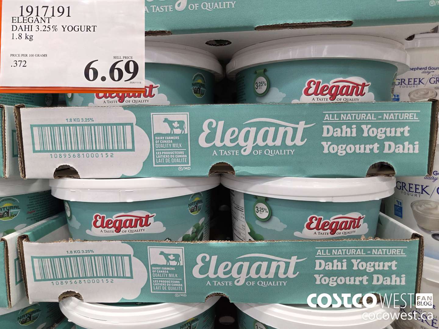 1917191 ELEGANT DAHI 3.25% YOGURT 1.8 kg $6.69