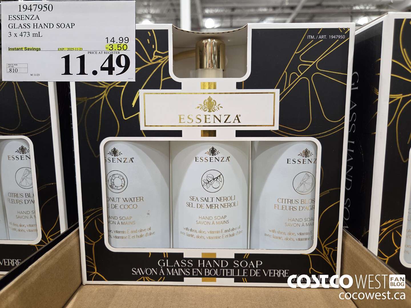 1947950 ESSENZA GLASS HAND SOAP 3 X 473 ML ($3.50 INSTANT SAVINGS EXPIRES ON 2025-11-23) $11.49