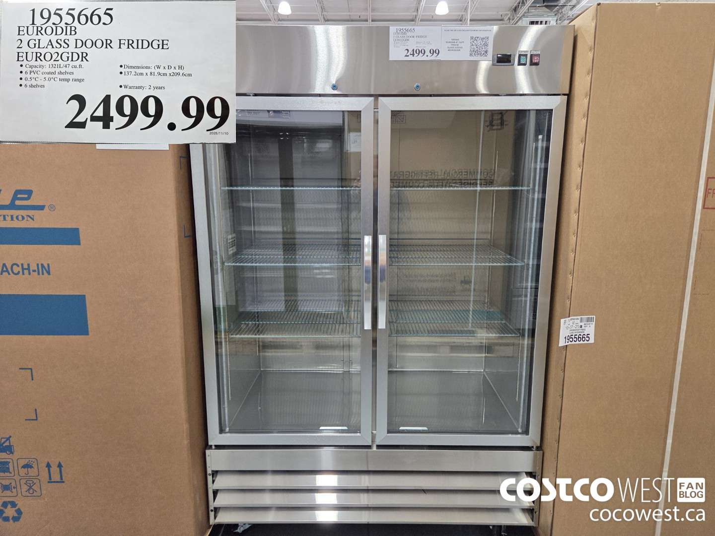 1955665 EURODIB 2 GLASS DOOR FRIDGE EURO2GDR $2499.99
