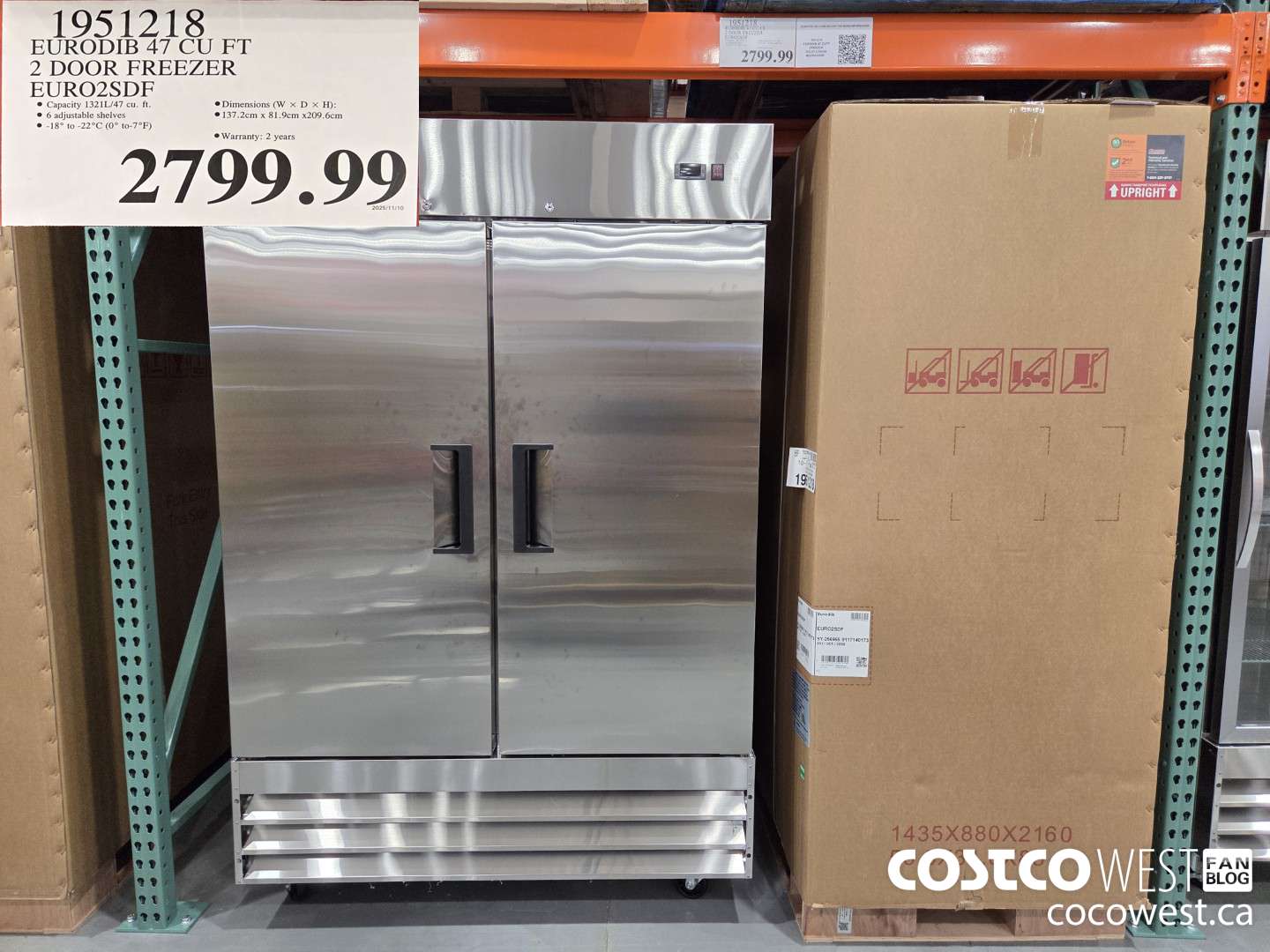 1951218 EURODIB 47 CU FT 2 DOOR FREEZER EURO2SDF $279.99