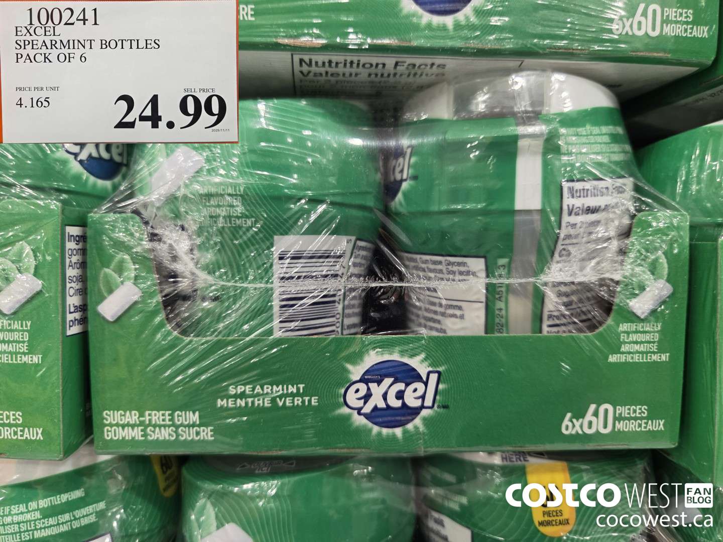 100241 EXCEL SPEARMINT BOTTLES PACK OF 6 $24.99