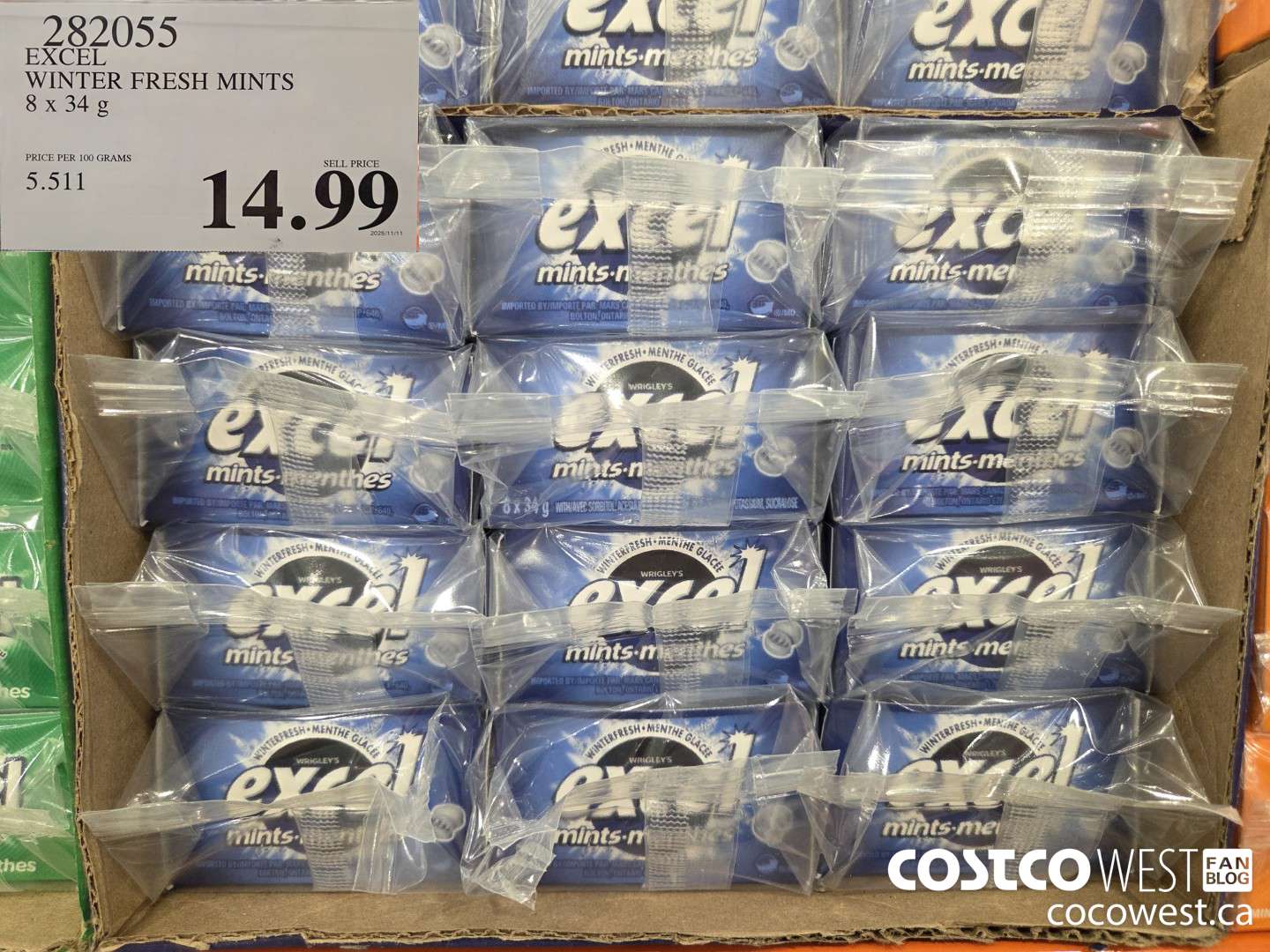 282055 EXCEL WINTER FRESH MINTS 8 x 34g $14.99