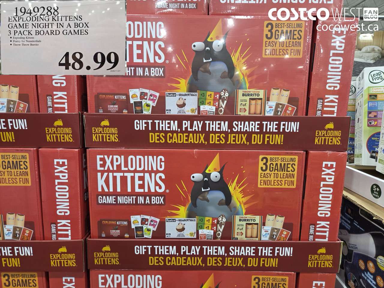 1949288 EXPLODING KITTENS GAME NIGHT IN A BOX 3 PACK BOARD GAMES $48.99