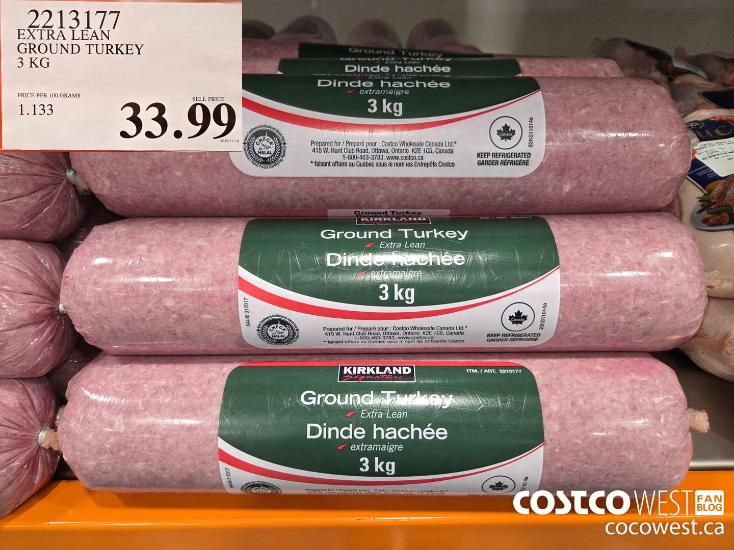 2213177 EXTRA LEAN GROUND TURKEY 3 KG $33.99