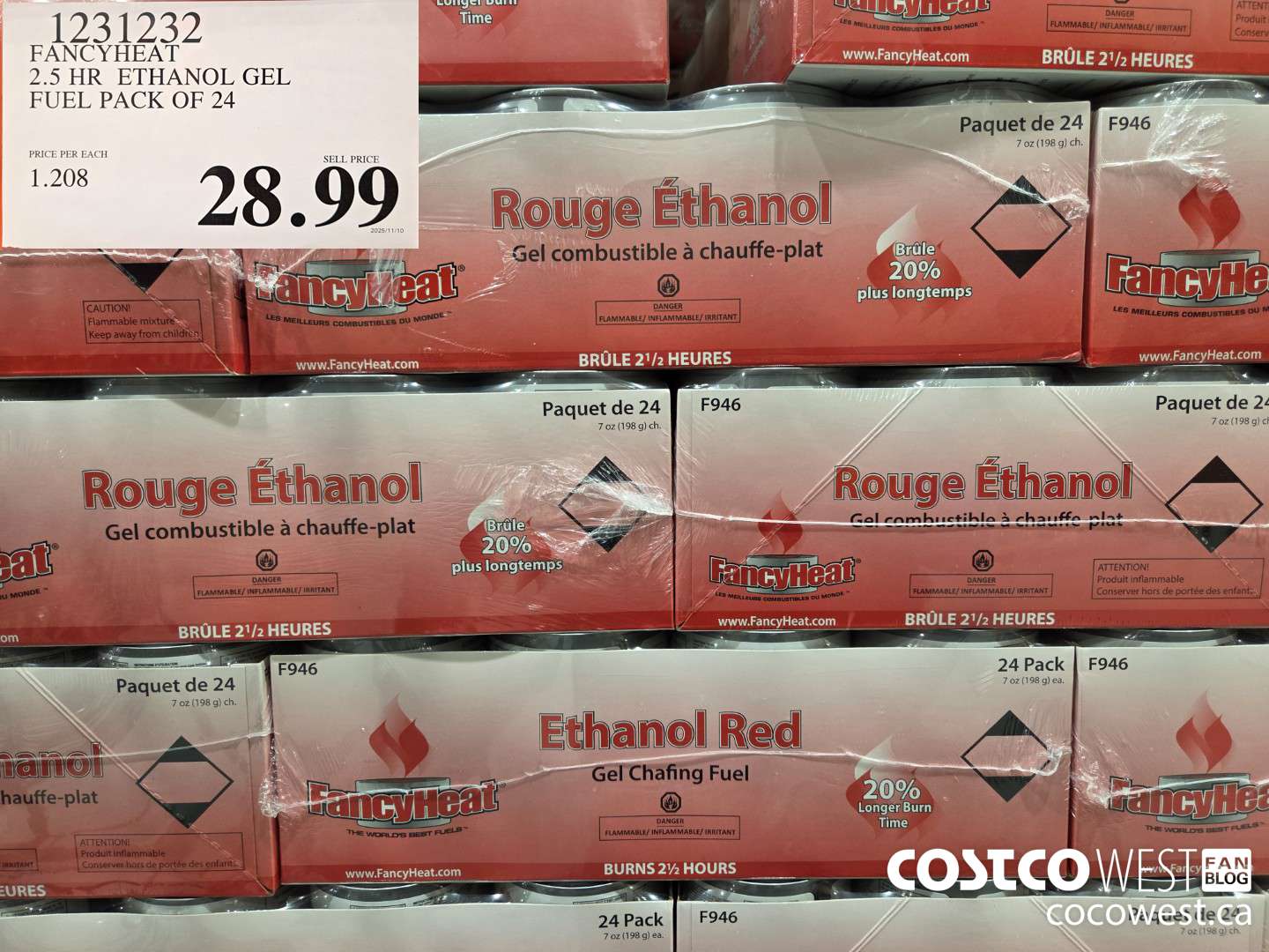 1231232 FANCY HEAT 2.5 HR ETHANOL GEL FUEL PACK OF 24 $28.99