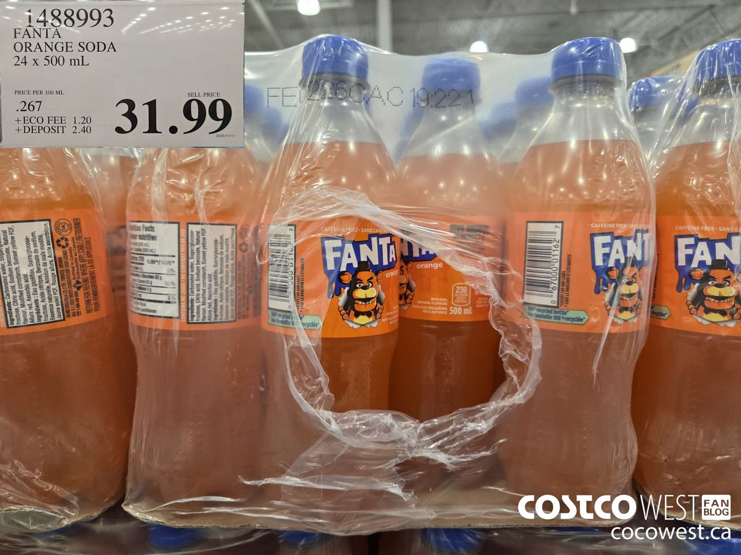 1488993 FANTA ORANGE SODA 24 x 500 mL $31.99