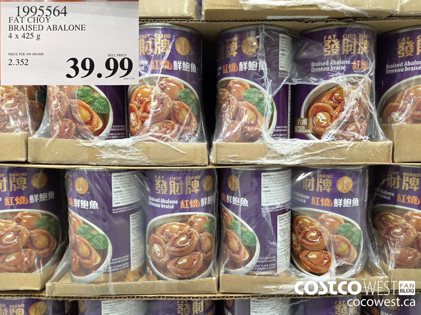 1995564 FAT CHOY BRAISED ABALONE 4 x 425 g $39.99