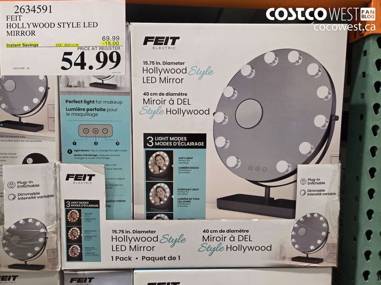 2634591 FEIT HOLLYWOOD STYLE LED MIRROR ($15.00 INSTANT SAVINGS EXPIRES ON 2025-11-30) $54.99